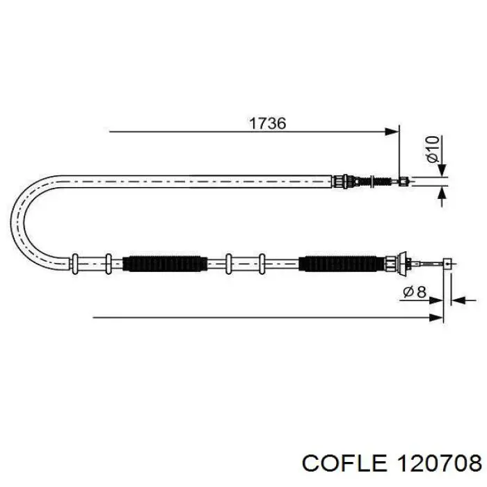 12.0708 Cofle cable de freno de mano trasero derecho