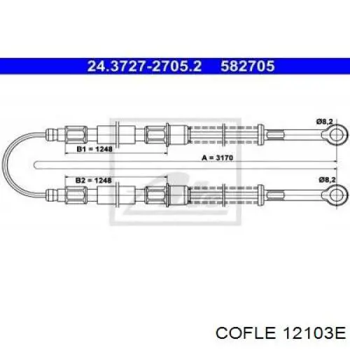 12103e Cofle cable de freno de mano trasero derecho/izquierdo