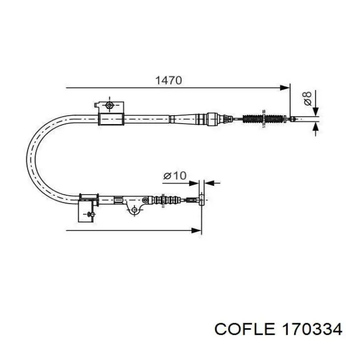 17.0334 Cofle cable de freno de mano trasero derecho