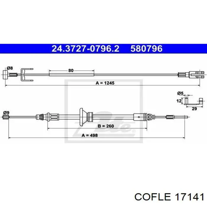 Cable de freno de mano delantero Toyota Corolla E9