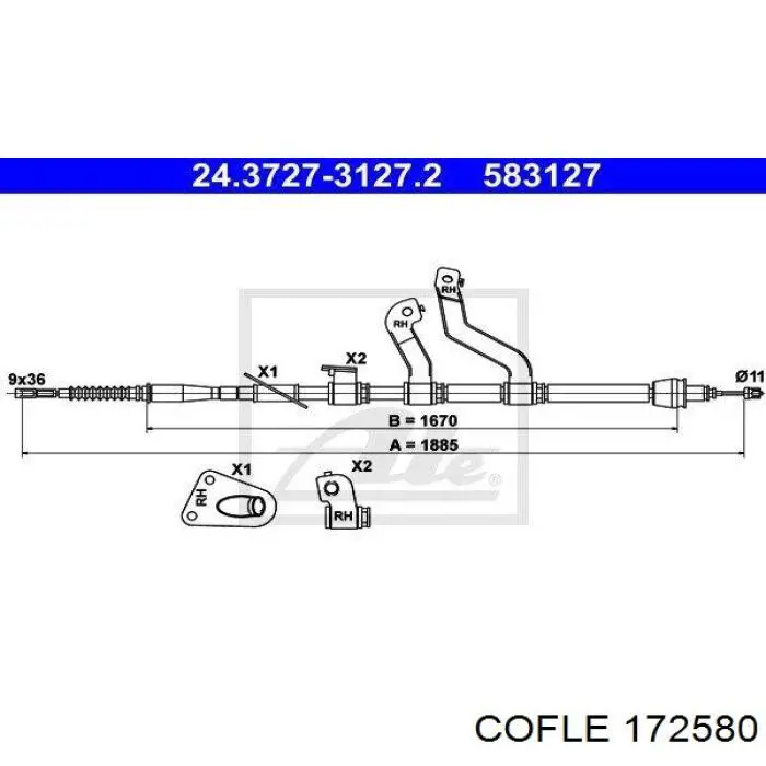 Comprar 59770A6300 Hyundai/Kia Cable de freno de mano trasero derecho