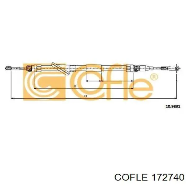 17.2740 Cofle cable de freno de mano trasero derecho