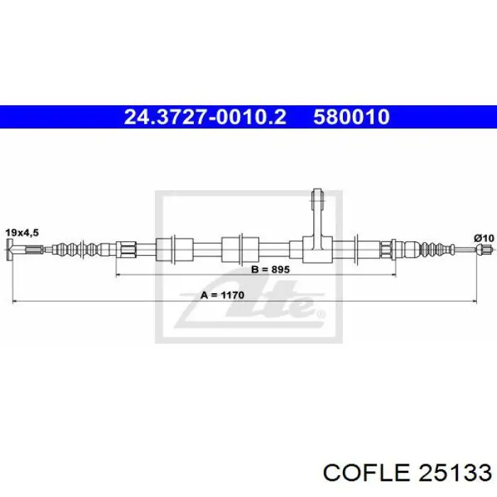 Cable de freno de mano trasero derecho Beca Cables 1102002