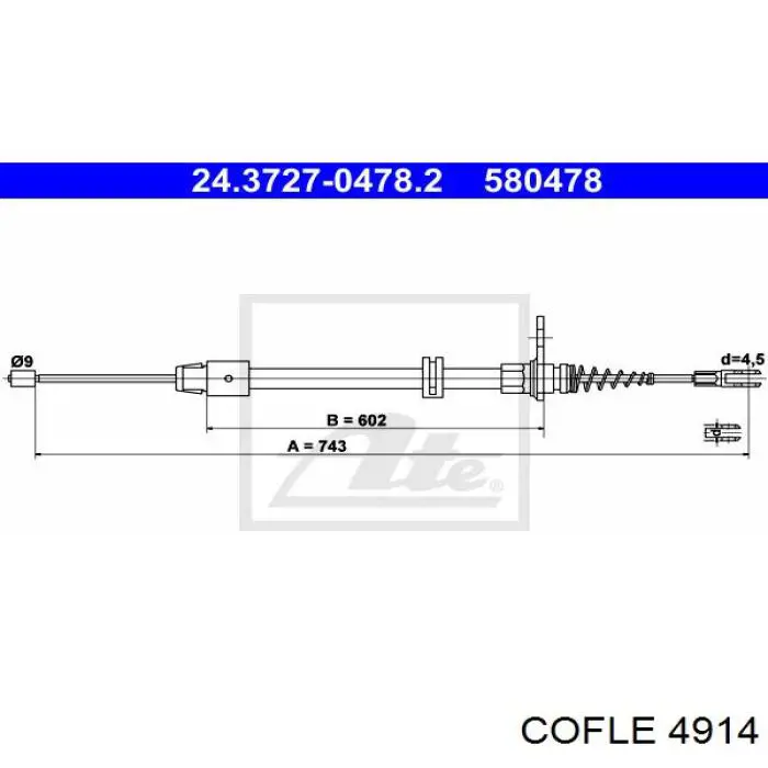 Comprar 1473321080 Fiat/Alfa/Lancia Cable de freno de mano trasero derecho