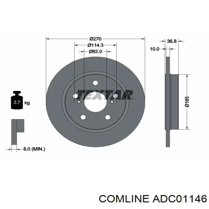 Disco de freno trasero Toyota Auris E15