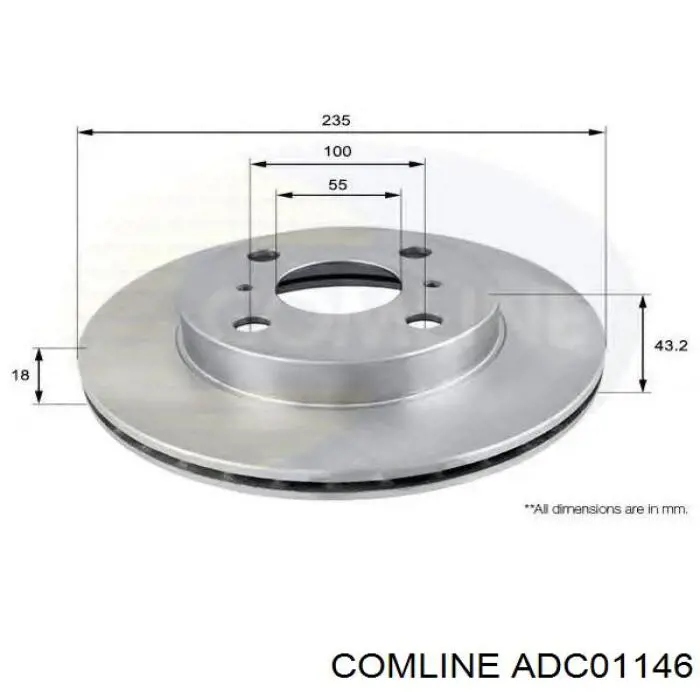 ADC01146 Comline disco de freno trasero