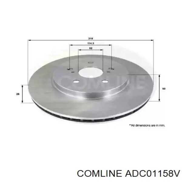 ADC01158V Comline disco de freno delantero