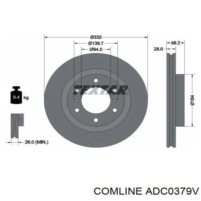 ADC0379V Comline freno de disco delantero