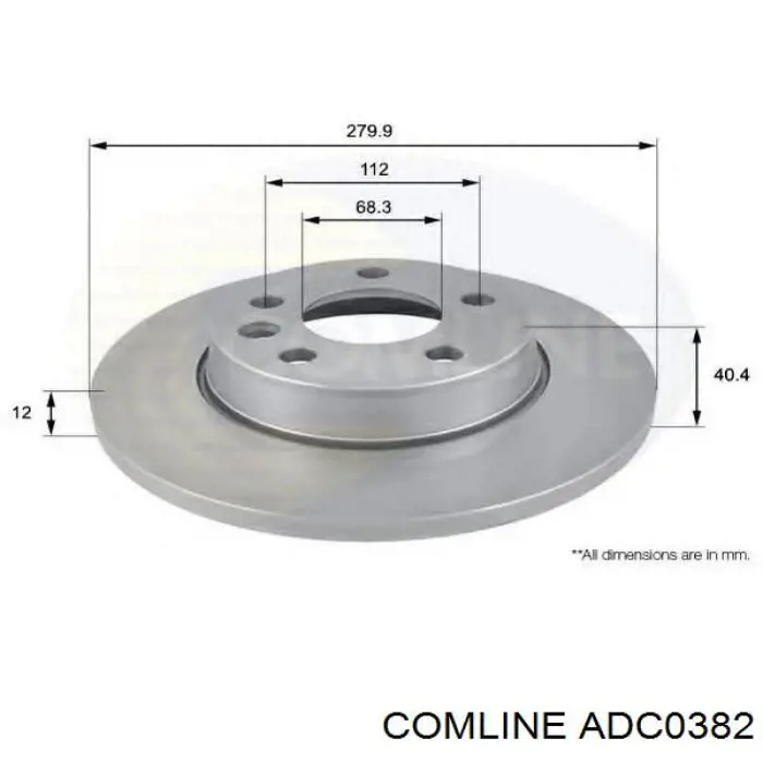 ADC0382 Comline disco de freno trasero