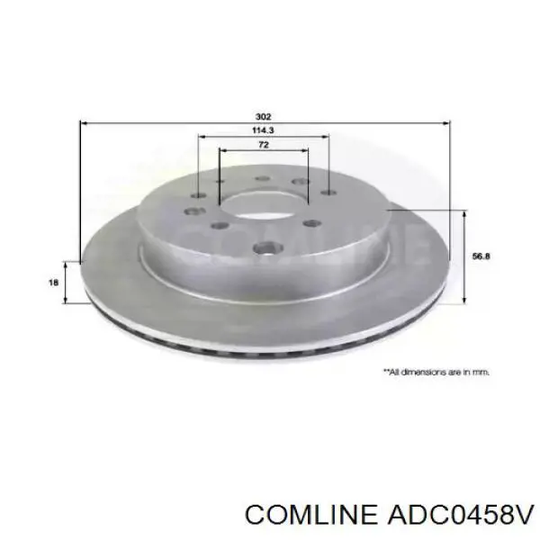 ADC0458V Comline disco de freno trasero