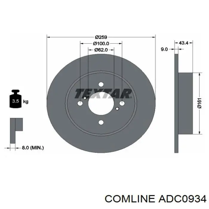 ADC0934 Comline disco de freno trasero