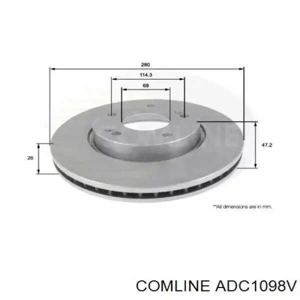 ADC1098V Comline disco de freno delantero