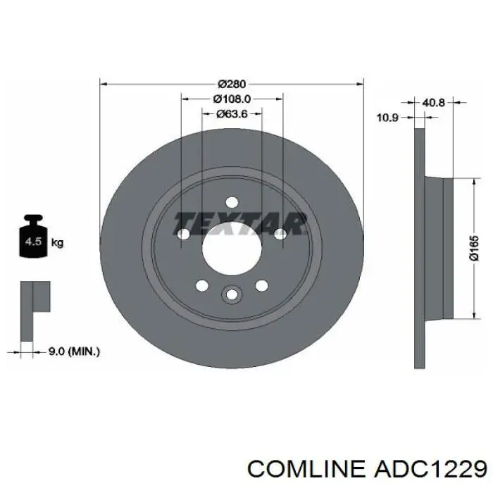 ADC1229 Comline disco de freno trasero