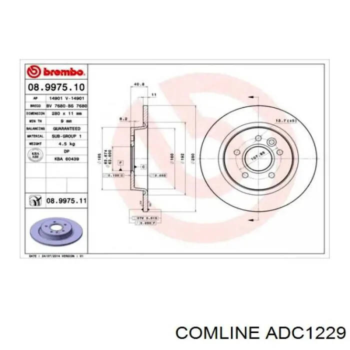 Disco de freno trasero Volvo V40 525, 526