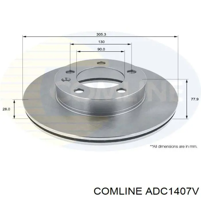 Disco de freno delantero Comline ADC1407V