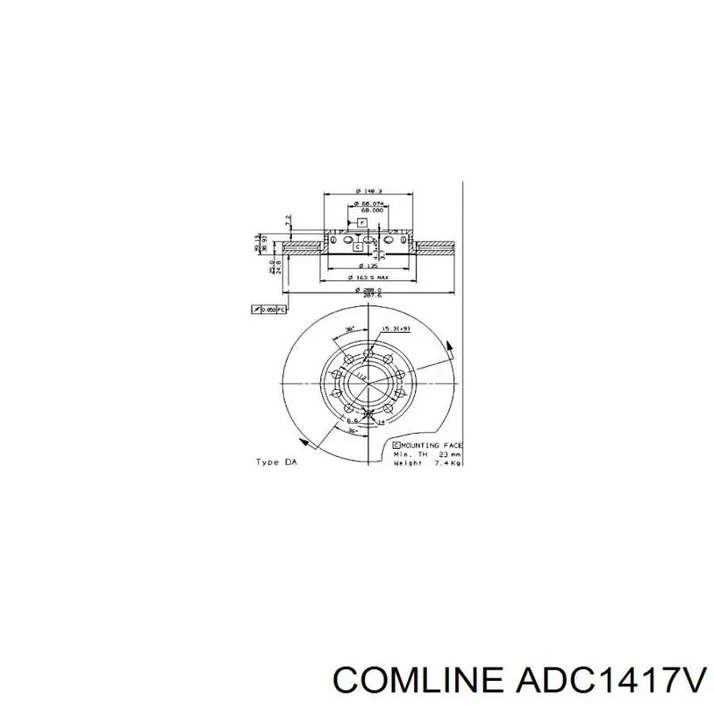 Comprar ADC1417V Comline Freno de disco delantero