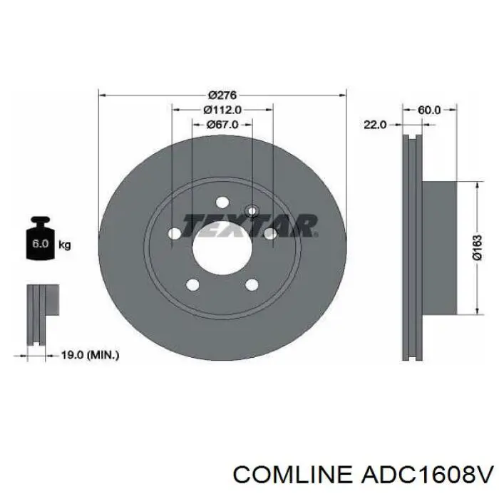 ADC1608V Comline freno de disco delantero