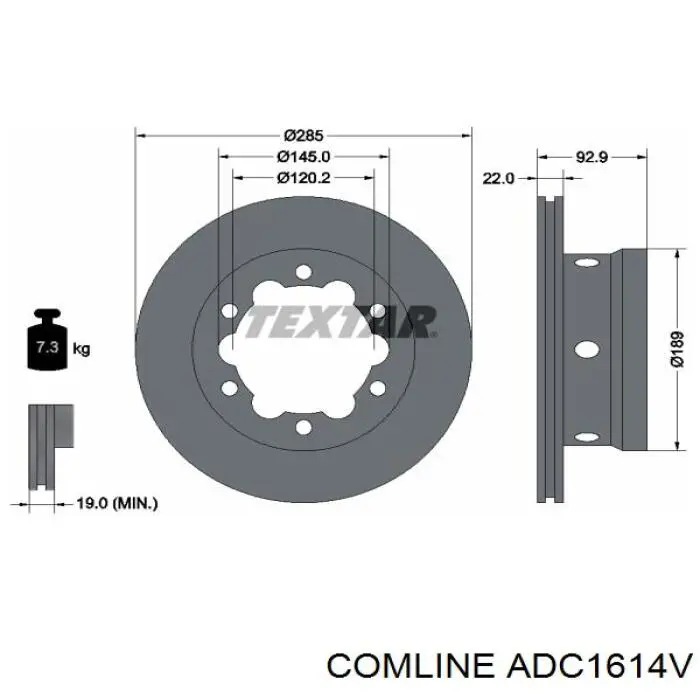 ADC1614V Comline disco de freno trasero