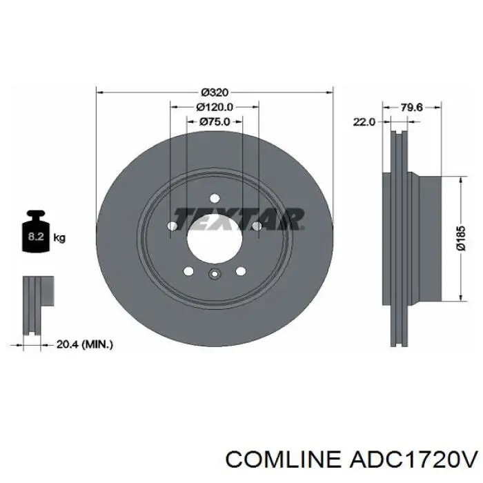 ADC1720V Comline disco de freno trasero