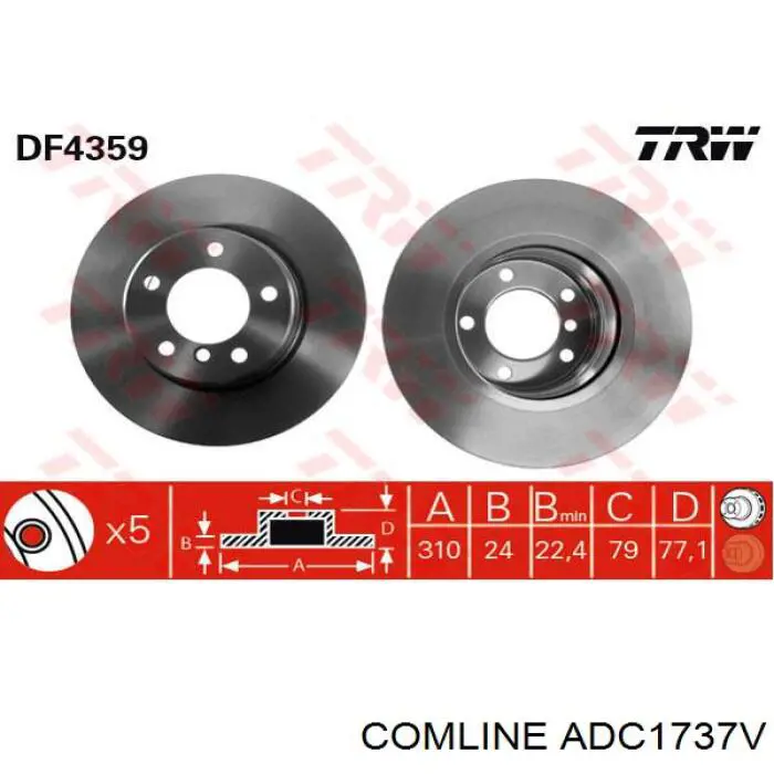 Disco de freno ADC1737V Comline