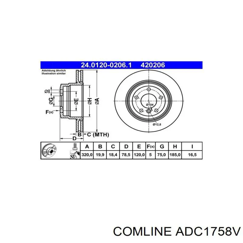 Comprar ADC1758V Comline Disco de freno trasero