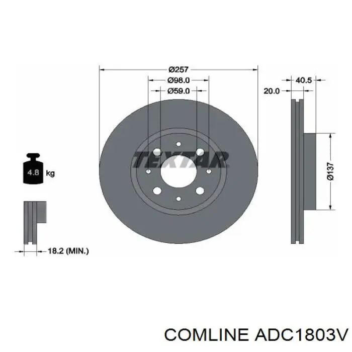 ADC1803V Comline disco de freno delantero
