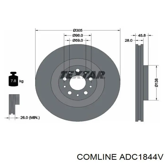 ADC1844V Comline freno de disco delantero