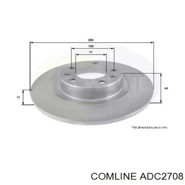 ADC2708 Comline disco de freno trasero