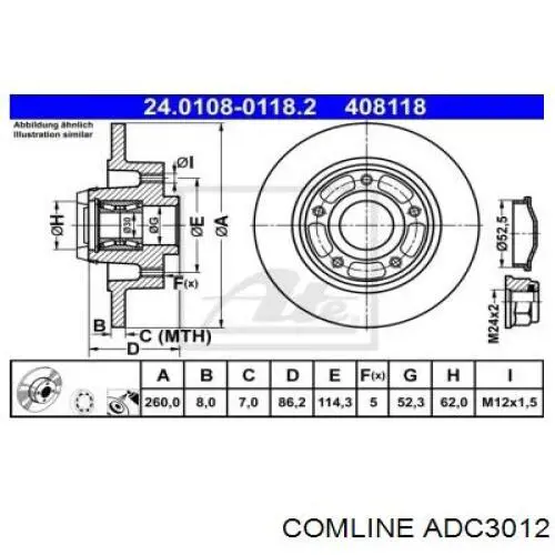 Comprar ADC3012 Comline Disco de freno trasero