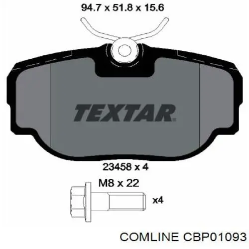CBP01093 Comline pastillas de freno traseras