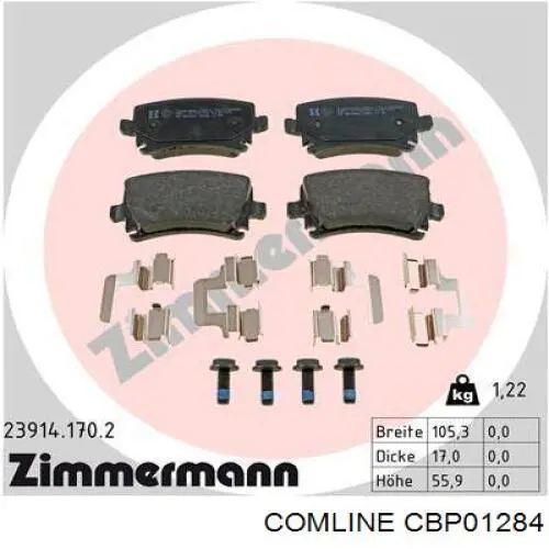 Pastillas de freno traseras CBP01284 Comline