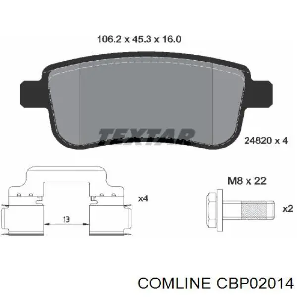 CBP02014 Comline pastillas de freno traseras