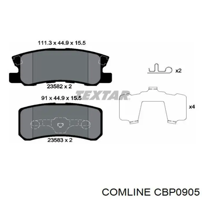 CBP0905 Comline pastillas de freno traseras