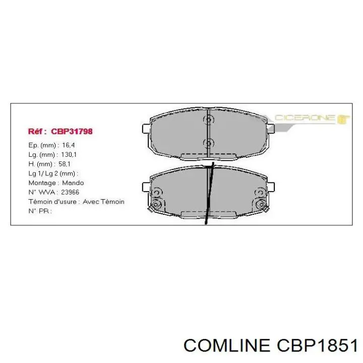 Comprar CBP1851 Comline Pastillas delanteras de freno