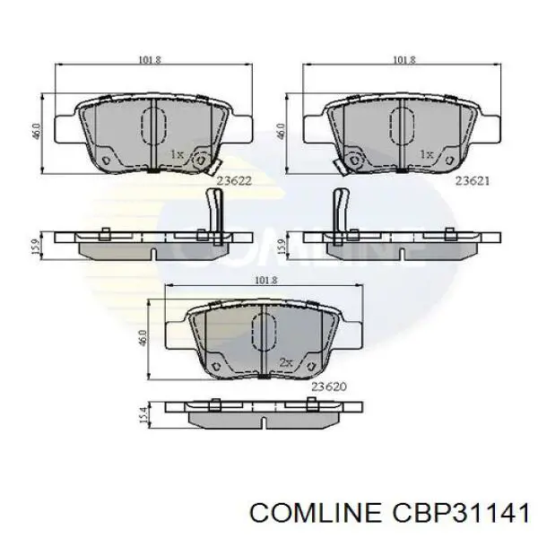 CBP31141 Comline pastillas de freno traseras