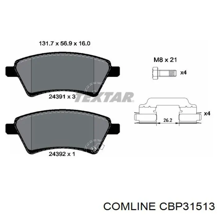 CBP31513 Comline pastillas de freno delanteras