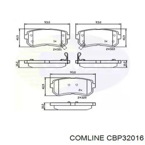 CBP32016 Comline Pastillas freno traseras