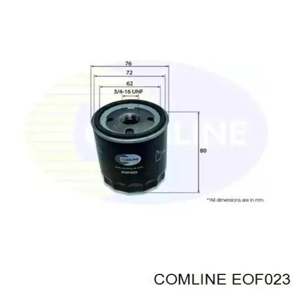 EOF023 Comline filtro de aceite