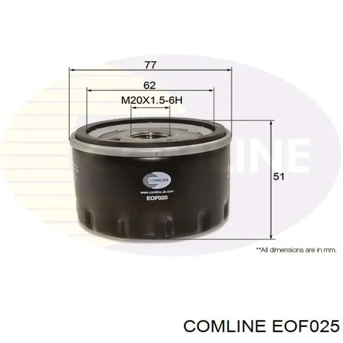 EOF025 Comline filtro de aceite