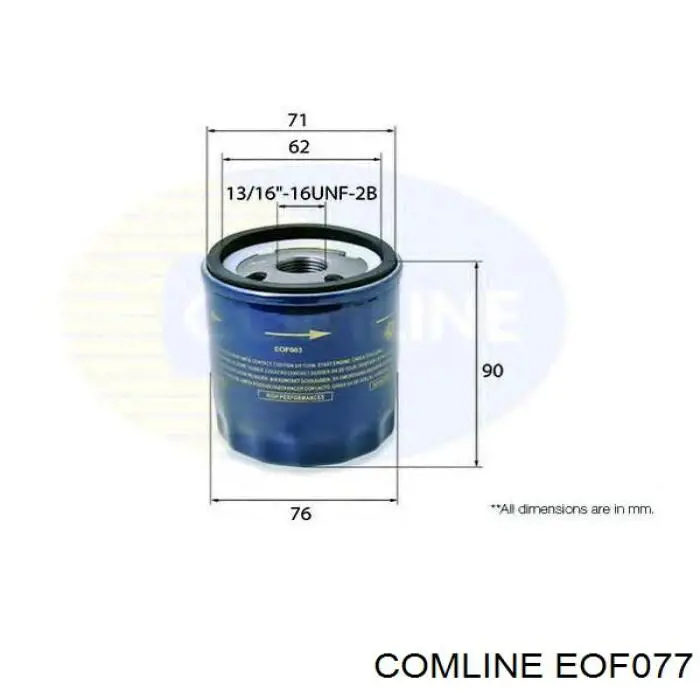 EOF077 Comline filtro de aceite