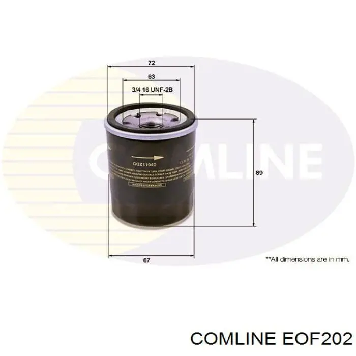 Filtro de aceite EOF202 Comline