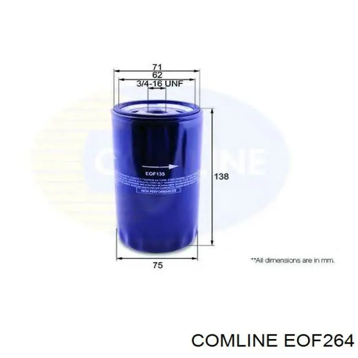 Filtro de aceite EOF264 Comline