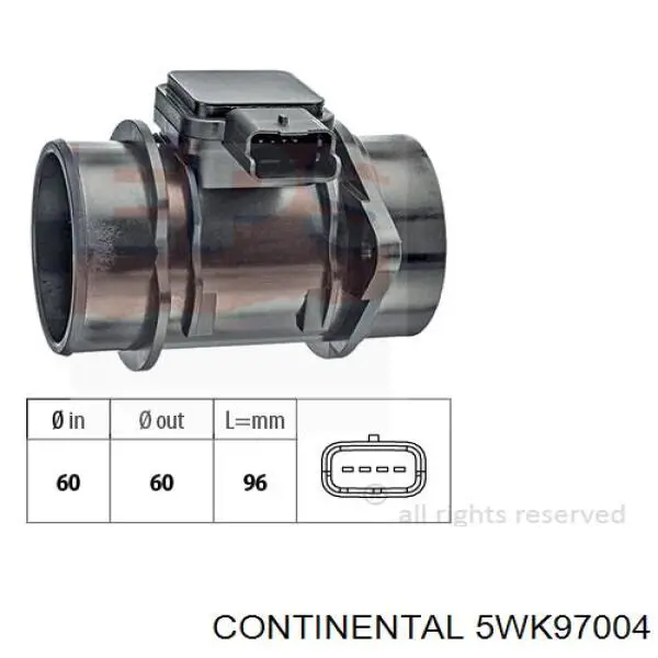 5WK97004 Continental/Siemens sensor de flujo de aire/medidor de flujo (flujo de aire masibo)