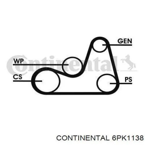 Correa de alternador 6PK1138 Continental/Siemens