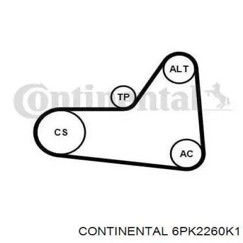 Correa de transmisión 6PK2260K1 Continental/Siemens
