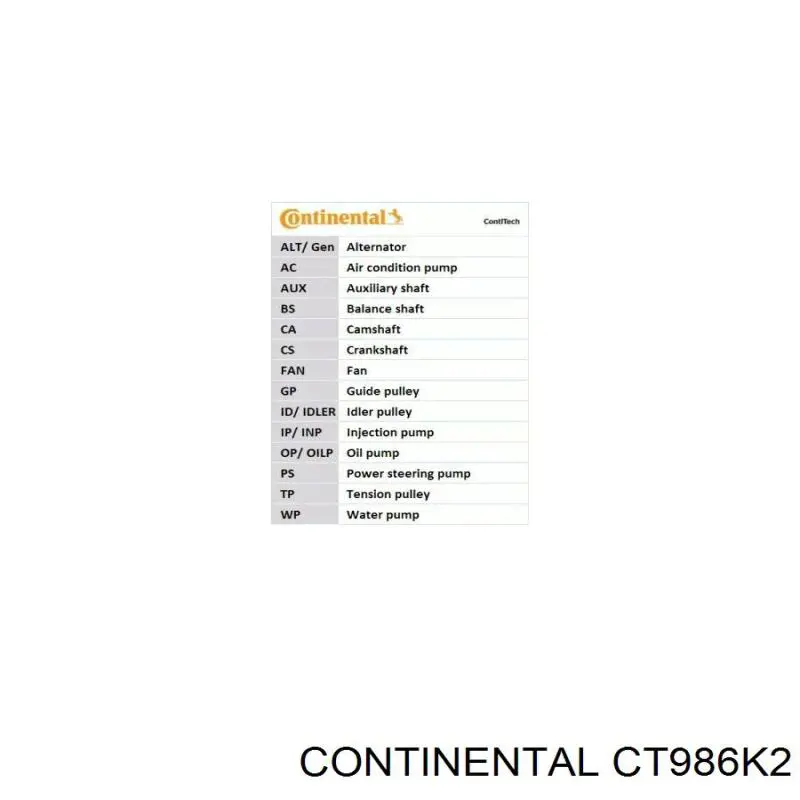 CT986K2 Continental/Siemens kit de correa de distribución