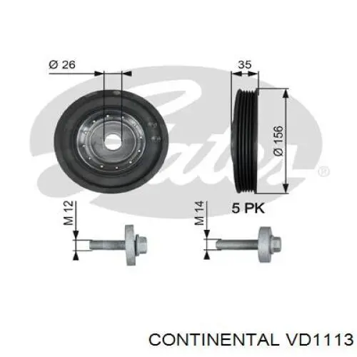 Polea de cigüeñal VD1113 Continental/Siemens