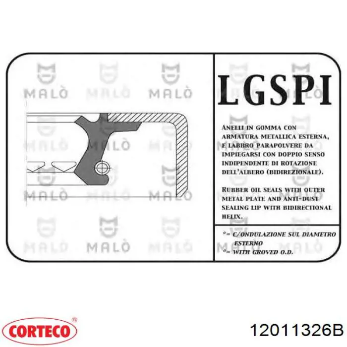 12011326B Corteco anillo retén, diferencial trasero