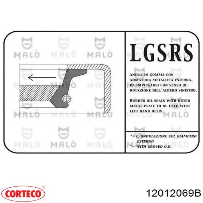 12012069B Corteco anillo retén, cigüeñal frontal