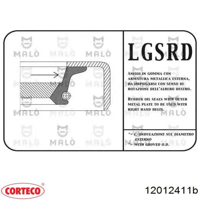 Anillo retén, árbol de levas Fiat Punto 1 176